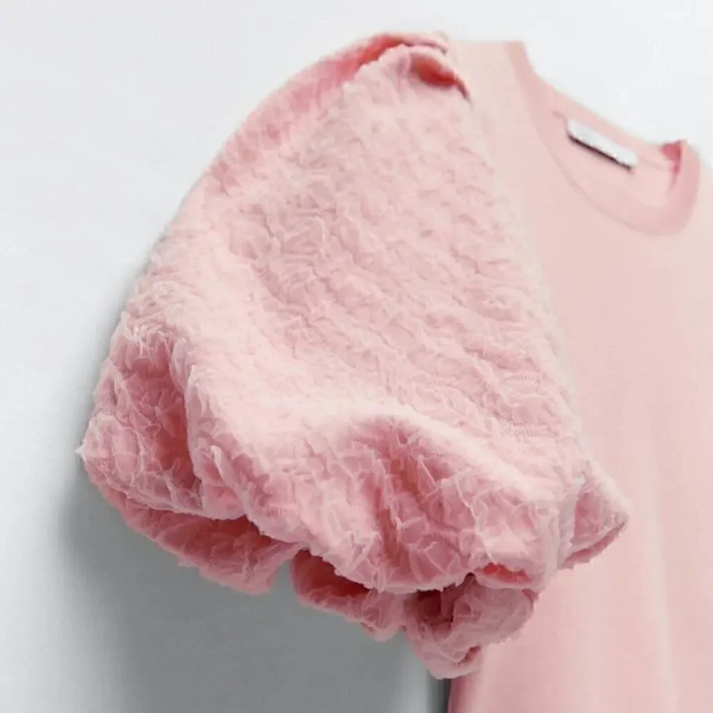 ZARA Top with Full Textured Sleeves NWT